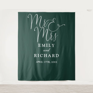 Mr And Mrs Emerald Wedding Photo Backdrop