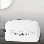 Mr And Mrs Established Wedding Dopp Kit<br><div class="desc">Featuring modern,  elegant typography,  this chic black-and-white cosmetic and toiletry bag can be personalized with your name and special date. Designed by Thisisnotme©</div>