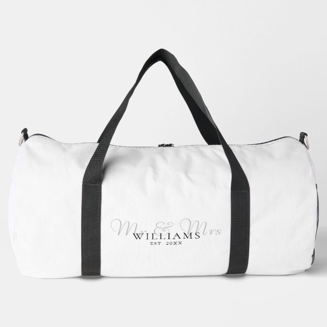 Mr And Mrs Established Wedding Honeymoon Duffle Bag (Front)