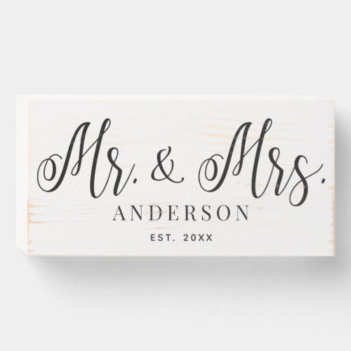 Mr and Mrs Family Name Wooden Box Sign