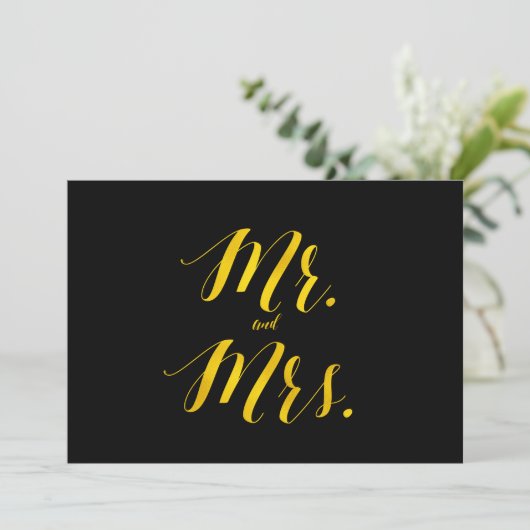 "Mr. and Mrs." Faux Gold Foil Chic Wedding Sign (Standing Front)