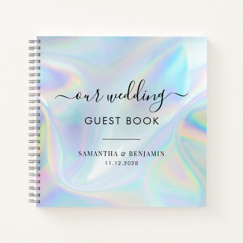 Mr and Mrs Faux Holographic Wedding Guest Book