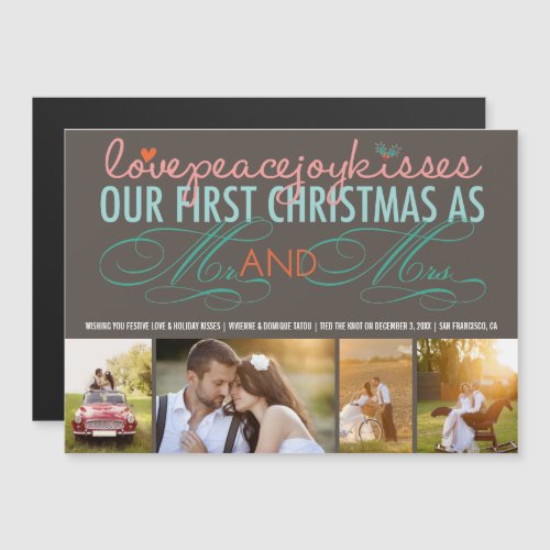 Mr And Mrs First Christmas 4 Photo Magnetic Card