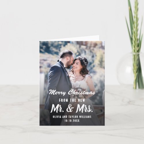 Mr And Mrs First Christmas Newlywed Custom Photo Holiday Card