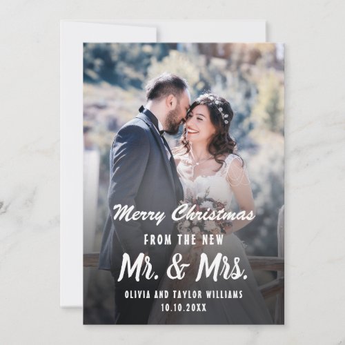 Mr And Mrs First Christmas Newlywed Custom Photo Holiday Card