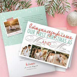 Mr And Mrs First Christmas Photo Collage Wedding Holiday Card