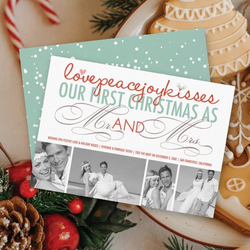 Mr And Mrs First Christmas Photo Collage Wedding Holiday Card