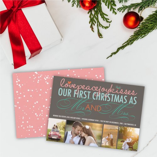 Mr And Mrs First Christmas Photo Collage Wedding Invitation