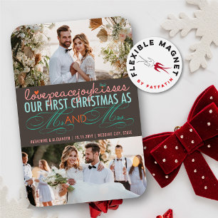 Mr And Mrs First Christmas Photo Collage Wedding Magnet