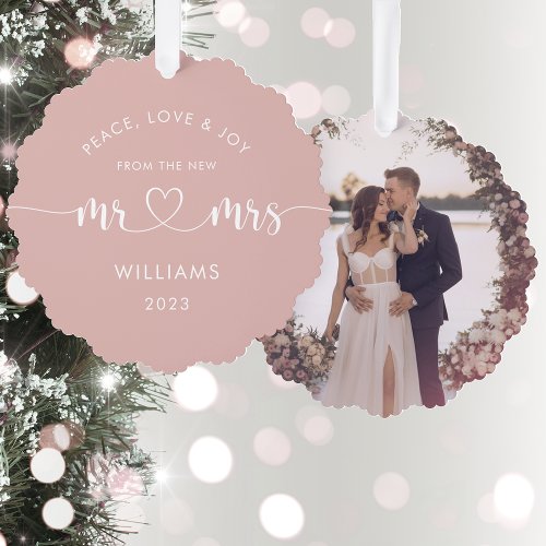Mr and Mrs First Christmas Photo  Ornament Card