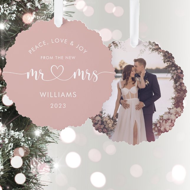 Mr and Mrs First Christmas Photo  Ornament Card (Creator Uploaded)