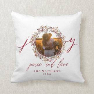 Mr and Mrs First Christmas Photo Wedding Keepsake Throw Pillow