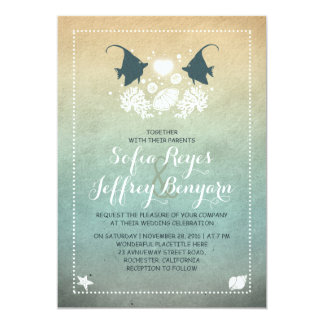 Mr and Mrs Fish Beach Wedding Invitation