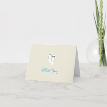 Mr And Mrs Flip Flops Blue Daisies Beach Wedding Thank You Card by fatfatin_box at Zazzle