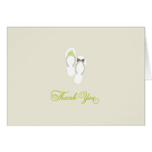 Mr And Mrs Flip Flops Green Daisies Beach Wedding Cards