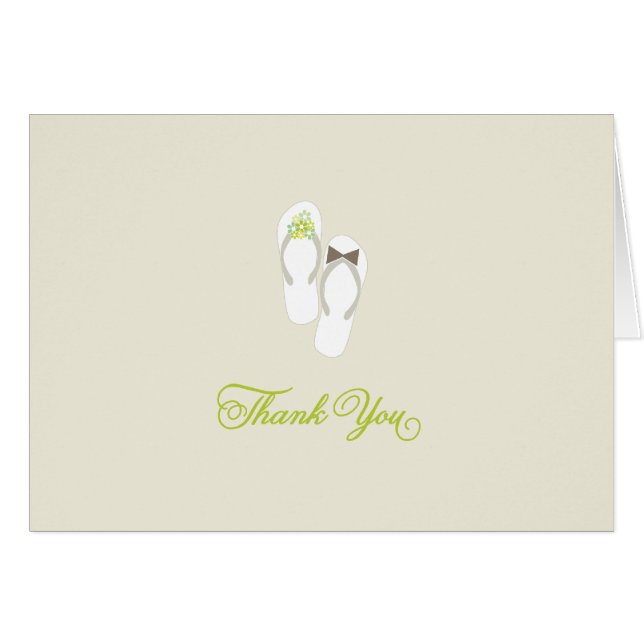 Mr And Mrs Flip Flops Green Daisies Beach Wedding Cards (Front Horizontal)