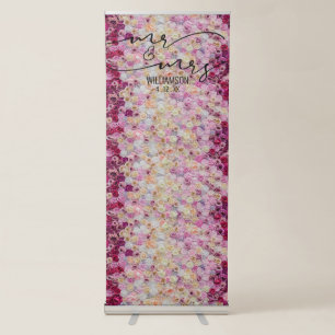 Mr. and Mrs. Floral Roses Wedding Retractable Banner
