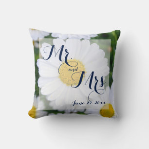 Mr. and Mrs. Floral Wedding Pillows Daisy