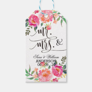 Mr.and Mrs. Floral Wedding Thank you Gift Tags