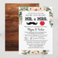 Mr and Mrs Fresh Pink Floral Couple Engagement Inv Invitation | Zazzle