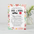Mr and Mrs Fresh Pink Floral Couple Engagement Inv Invitation | Zazzle