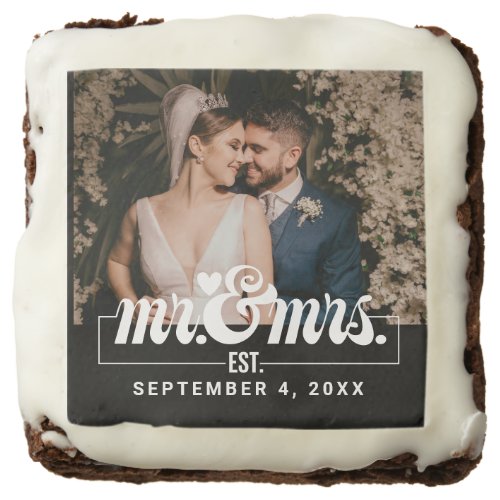 Mr And Mrs Fun Party Favor Custom Engagement Photo Brownie