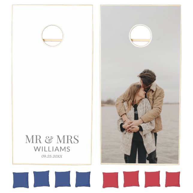 Mr and Mrs Fun Wedding Guest Book Idea Cornhole Set (Set)