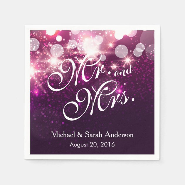 Mr. And Mrs. - Glam Pink Glitter Sparkling Wedding Napkin