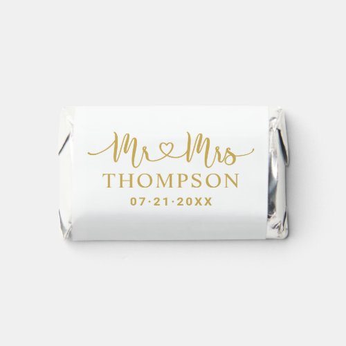 Mr and Mrs Gold Heart Script Personalized Wedding Hersheys Miniatures