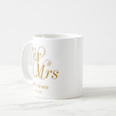Mr and Mrs Gold Script Wedding Gift Coffee Mug (Front Left)