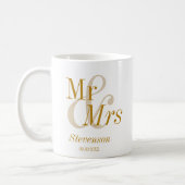 Mr and Mrs Gold Script Wedding Gift Coffee Mug (Left)