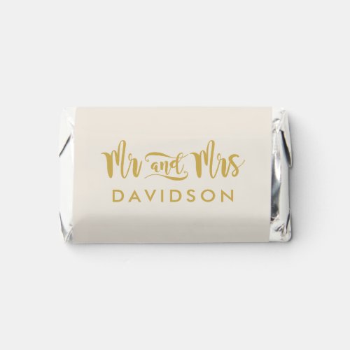 Mr and Mrs Gold Soft White Modern Script Wedding Hersheys Miniatures