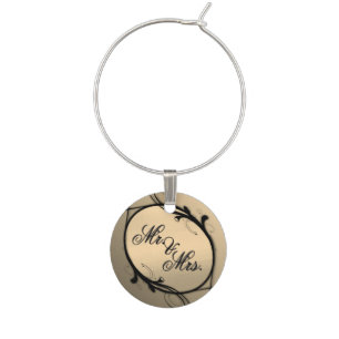 Mr and Mrs Gold Wine Tag Charm