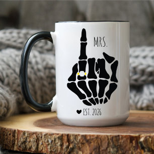 Mr And Mrs Goth Bride Skeleton Hand Engagement Gif Mug