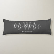 Mr and Mrs Grey White Script Custom Monogram  Body Pillow