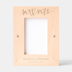 Mr. and Mrs. Heart Calligraphy Wedding Photo Engraved Frames