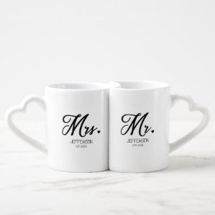MR and MRS Heart Coffee Cup