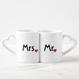 Mr and Mrs heart dot mug set