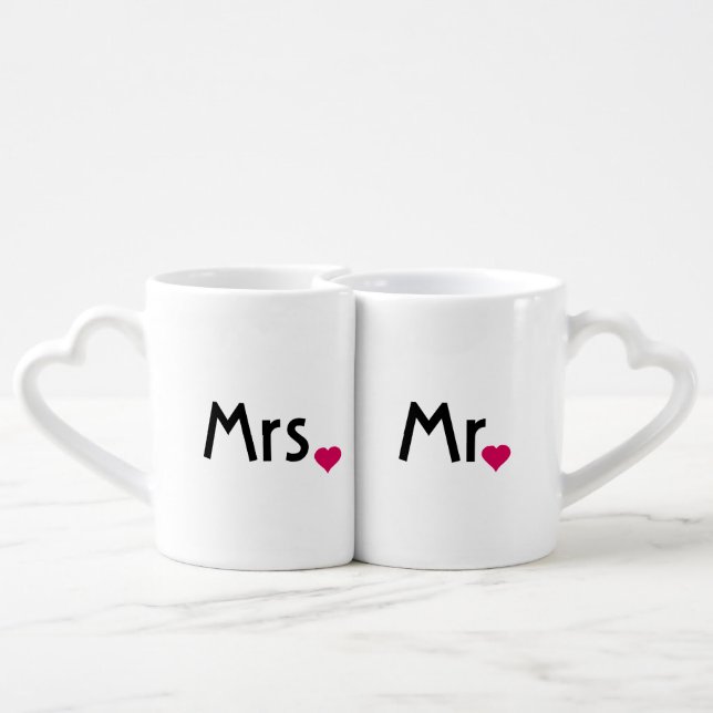 Mr and Mrs heart dot mug set (Back Nesting)