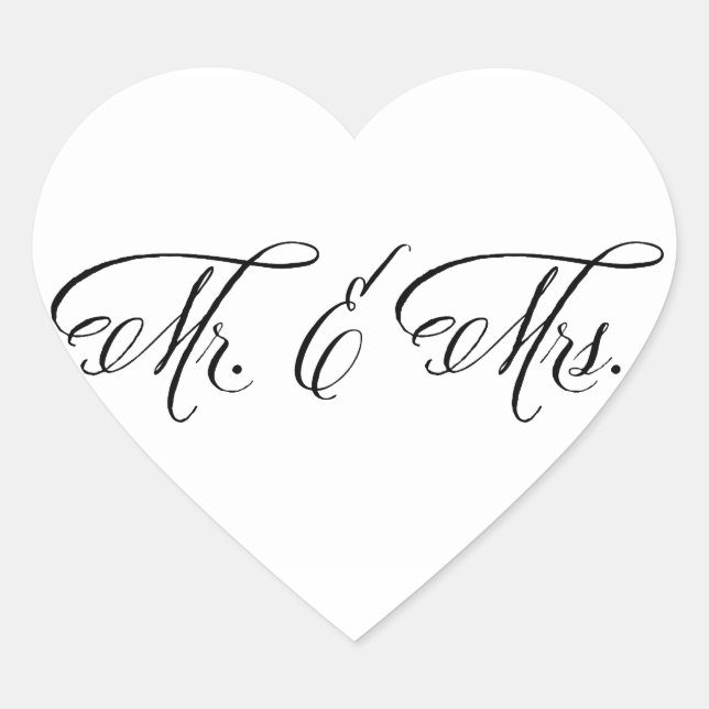 Mr. and Mrs. heart label sticker (Front)