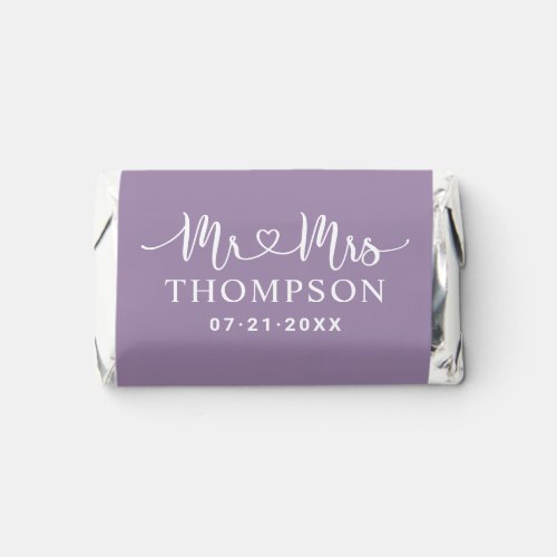Mr and Mrs Heart Script Purple Custom Wedding Hersheys Miniatures