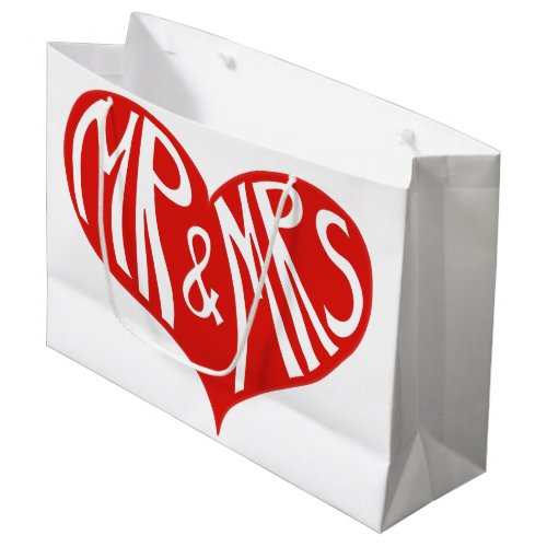 Mr and Mrs Heart Shape Personalized Wedding Large Gift Bag