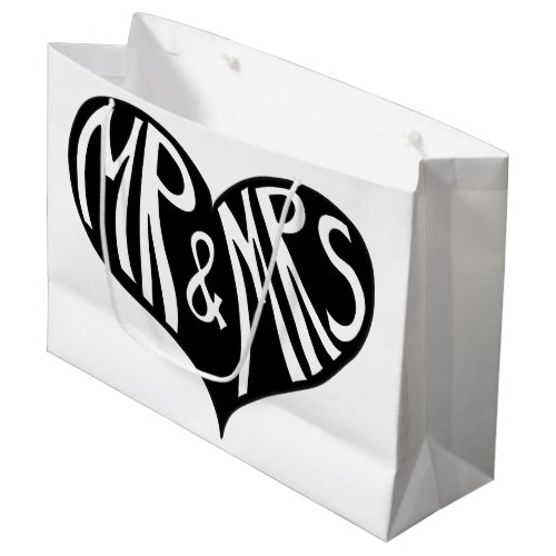 Mr and Mrs Heart Shape Personalized Wedding Large Gift Bag