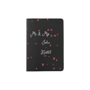 Mr And Mrs Heart Theme Honeymoon Couple Passport Holder