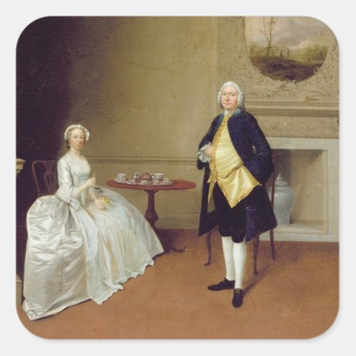Mr and Mrs Hill c1750_51 oil on canvas Square Sticker
