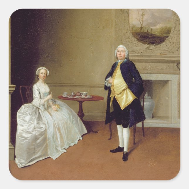 Mr and Mrs Hill, c.1750-51 (oil on canvas) Square Sticker (Front)