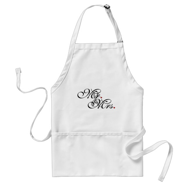 Mr. and Mrs. Husband Wife His Her Newly Weds Adult Apron (Front)