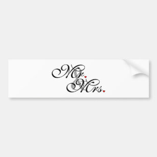 Mr. and Mrs. Husband Wife His Her Newly Weds Bumper Sticker