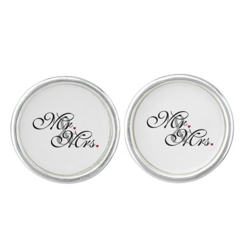 Mr and Mrs Husband Wife His Her Newly Weds Cufflinks