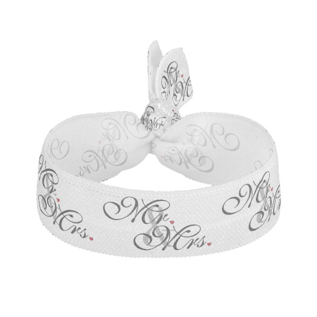 Mr. and Mrs. Husband Wife His Her Newly Weds Hair Tie (Front)